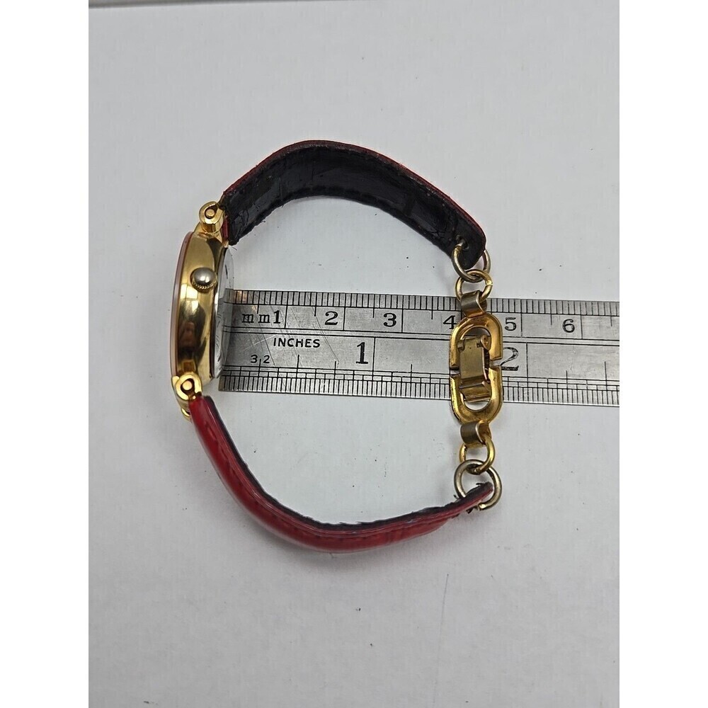 Vintage Prevue Timewear V3060 Ladies Red Enamel Bezel Watch New Battery Unique - Picture 8 of 12